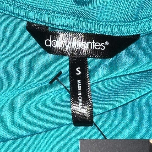 DAISY FUENTES CHIC DRESS SEASCAPE BLUE RUCHED NECKLINE SHIEATH DRESS SMALL NEW - Picture 6 of 9